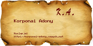 Korponai Adony névjegykártya
